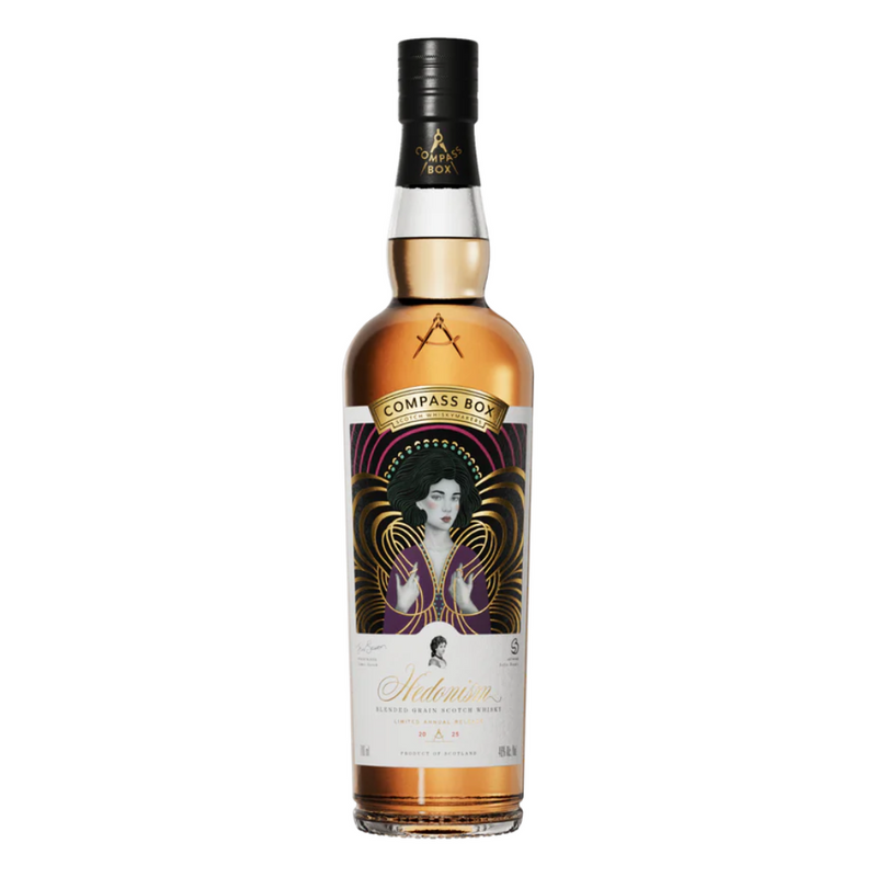 Compass Box Hedonism 2025 whiskyblend, fles vooraanzicht
