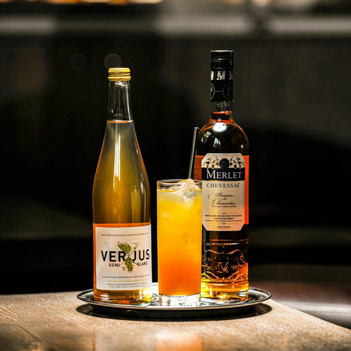 Merlet Verjus Ugni Blanc - op dienblad met Pineau des Charentes