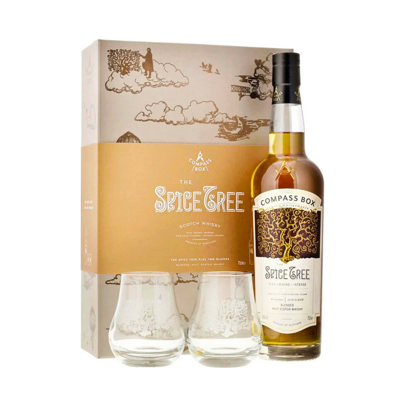 Compass Box Spice Tree whisky giftbox met 2 Glencairn glazen