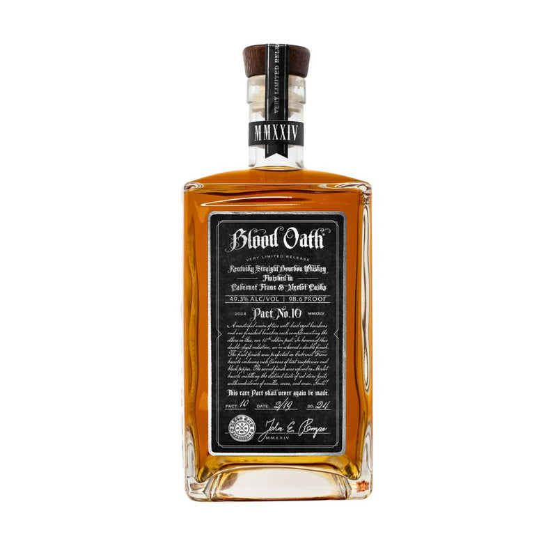 Whiskey Blood Oath Pact 10 bevat tonen van zwarte peper, gedroogde vruchten, karamel, anijs en een subtiele hint van rode wijn. 
