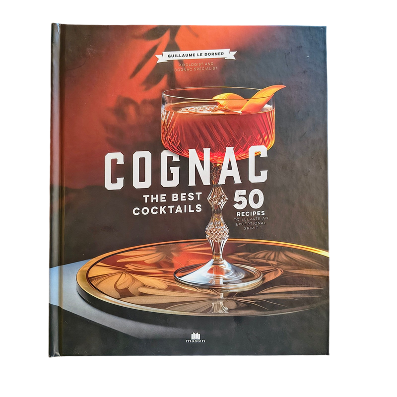 Voorkant van het boek Cognac The Best Cocktails van Guillaume Le Dorner met cocktail illustratie