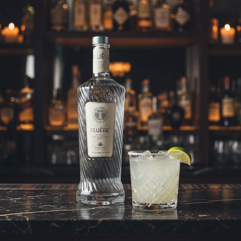 Fluere Smoked Agave met barachtergrond en cocktail