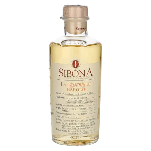 Sibona La Grappa di Barolo 40% vol 0,5L - fles voorkant