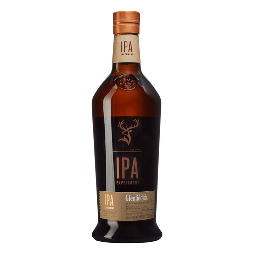 Whisky Glenfiddich IPA Experiment behoort tot de Experimental series van het merkt en bevat tonen van biersmaak doordat de drank op IPA vaten heeft gerijpt. 