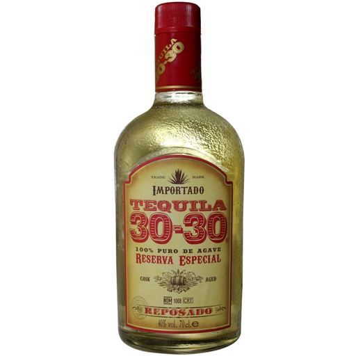 De 30-30 Tequila Reposado is een Mexicaanse drank met smaken van vanille, kokos, karamel, geroosterde koffiebonen en rijp fruit.