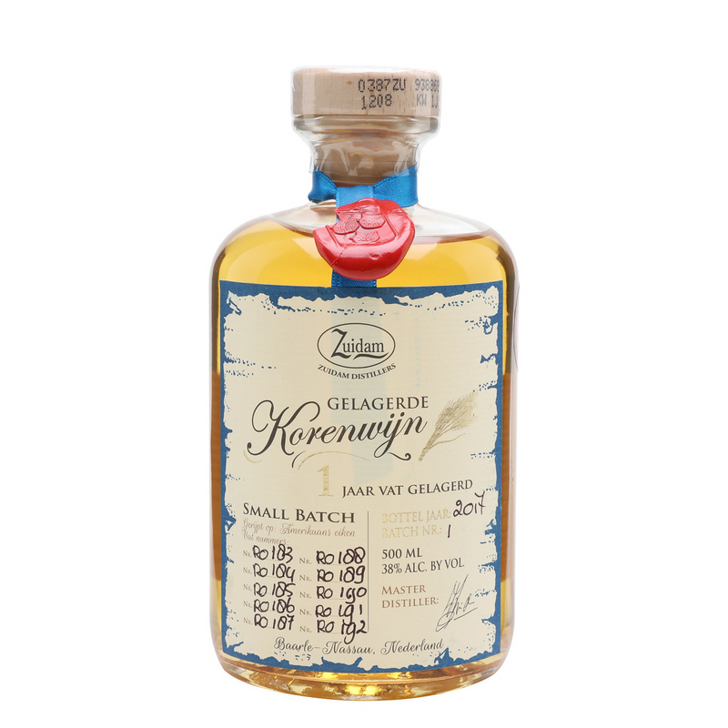 jenever zuidam korenwijn 1y wordt gedistilleerd met jeneverbes, zoethoutwortel en anijszaad.