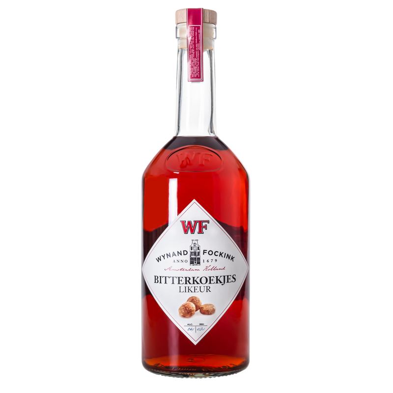 De Wynand Fockink Bitterkoekjes likeur uit Amsterdam, heeft een nootachtige smaak met een vleugje vanille.