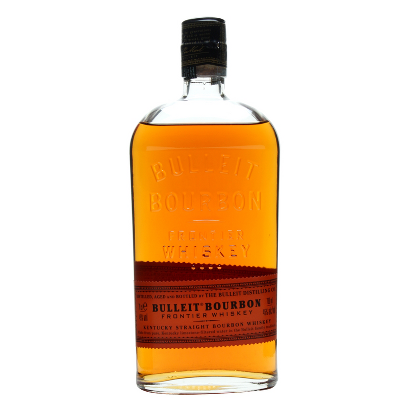 Whiskey Bulleit Bourbon is een Kentucky straight bourbon die bestaat uit 68% maïs, 28% rogge en 4% gemoute gerst.