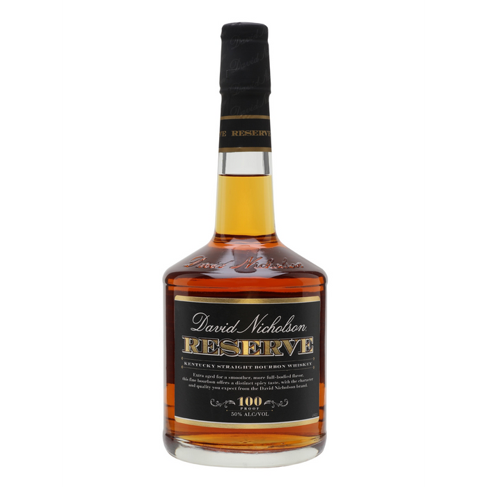 De David Nicholson Reserve whiskey is een extra gejaarde “ryed” bourbon met tonen van vanille, kruiden en honing.