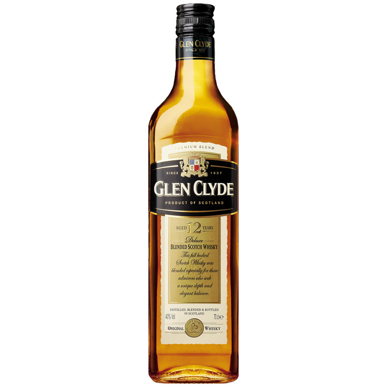 Glen Clyde 12Y whisky is een Schotse whisky met geuren van abrikozen, sinaasappel, vanille en amandelen.