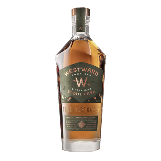 De Westward American Single Malt Stout Cask Whiskey heeft een extra rijping gehad op een stout biervat en bevat tonen van steenvruchten, geroosterde granen en pecan.