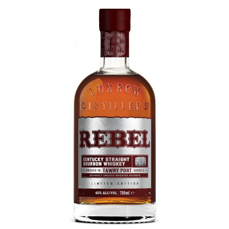 De Rebel Bourbon Tawny Port Cask Finish uit Kentucky bevat aroma’s van noten gecombineerd met gedroogd fruit.