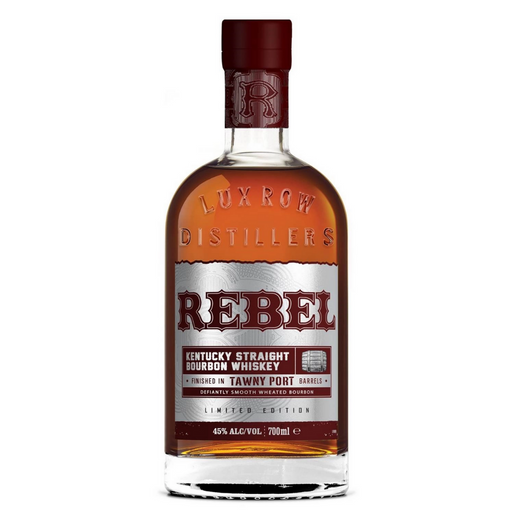 De Rebel Bourbon Tawny Port Cask Finish uit Kentucky bevat aroma’s van noten gecombineerd met gedroogd fruit.