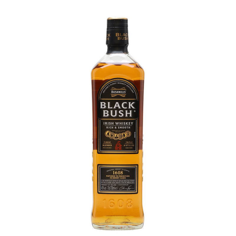 Whiskey Bushmills Black Bush heeft een rijke mix van malt- en grainwhisky.